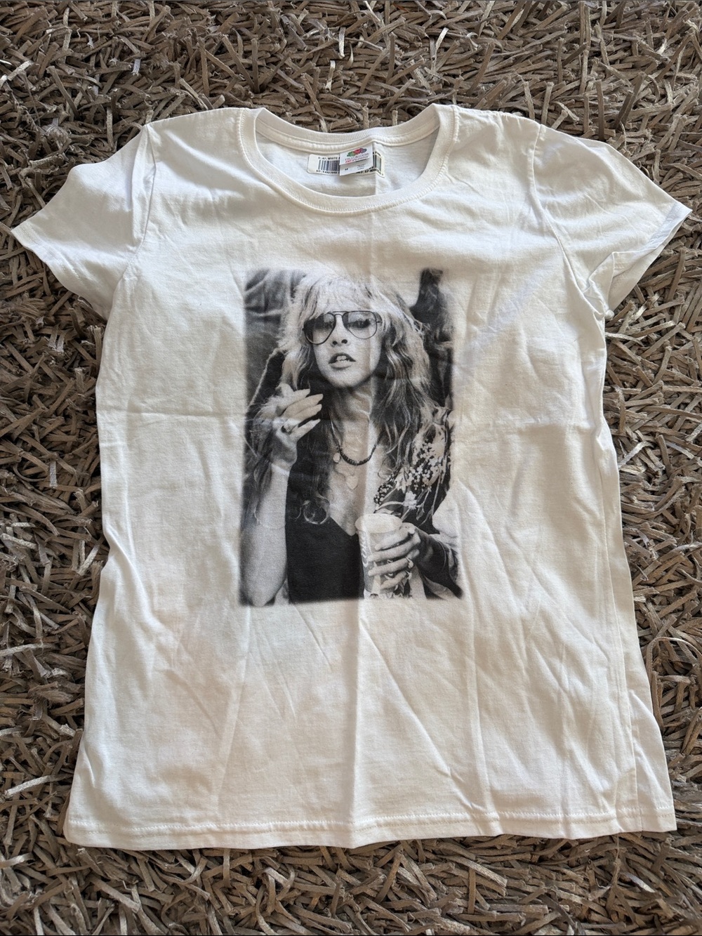 Fruit of the Loom White Short-Sleeve Tee with Black Photo Graphic